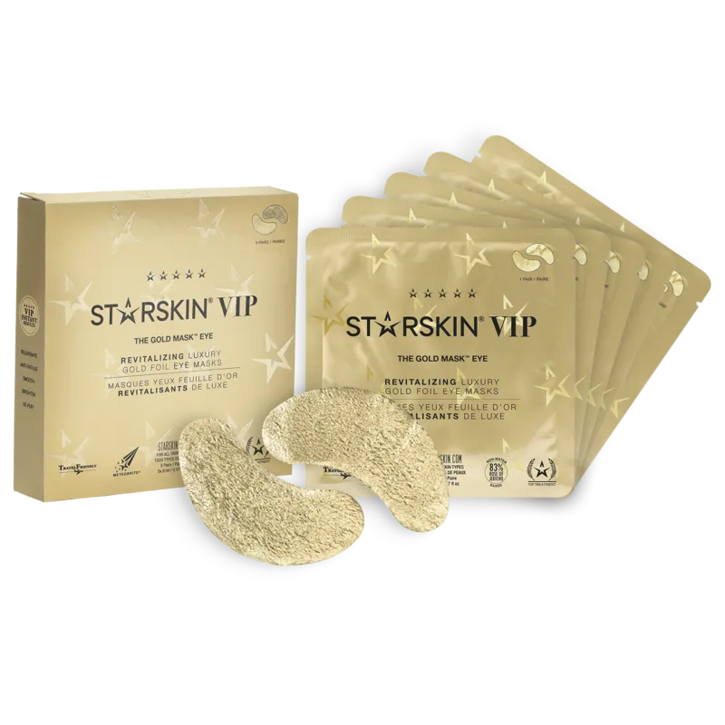 STARSKIN VIP The Gold Mask Eye 5er-Packung, revitalisierende Luxus-Goldfolien-Augenmasken, Produktbild.