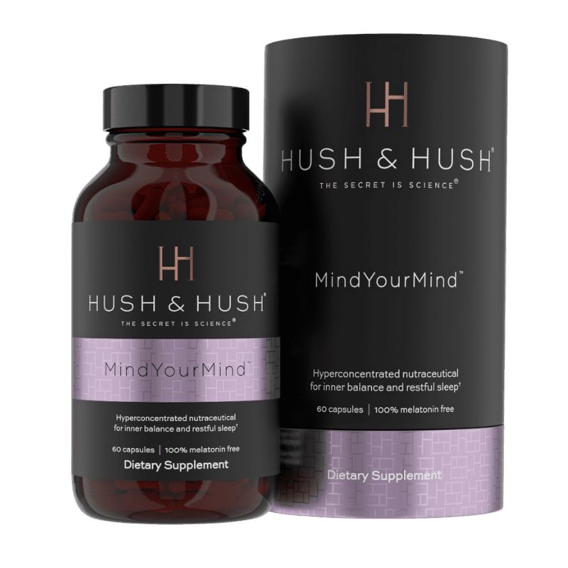 HUSH & HUSH MindYourMind Nahrungsergänzungsmittel, 60 Kapseln, für innere Balance und erholsamen Schlaf, 100% melatoninfrei.