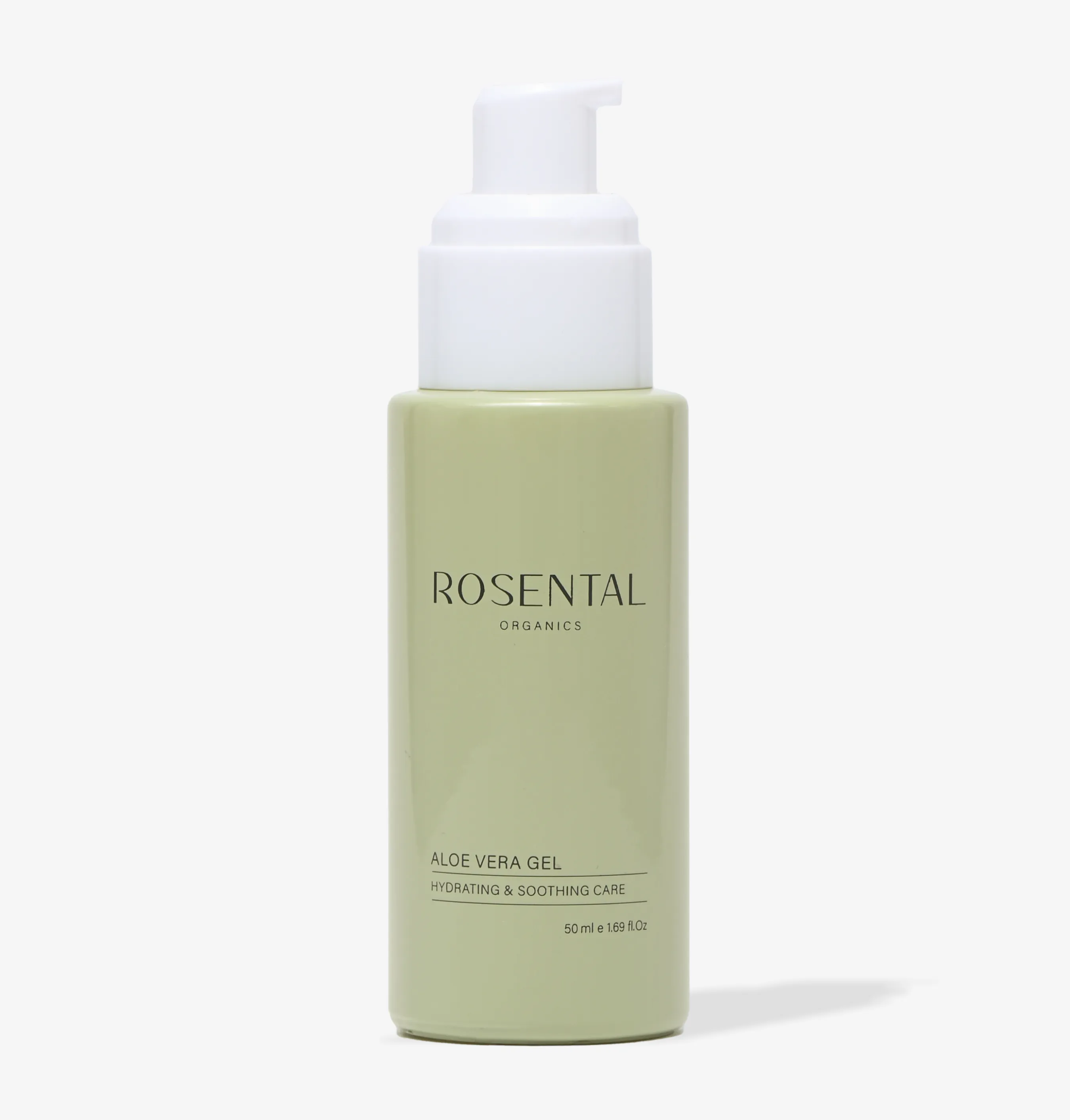 Flasche Rosental Organics Aloe Vera Gel, 50 ml, feuchtigkeitsspendend und beruhigend.